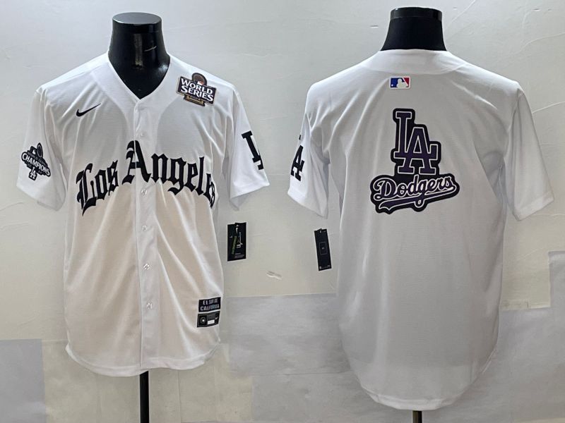 Men Los Angeles Dodgers Blank White Five generations Joint Name 2025 Nike MLB Jersey style 64->los angeles dodgers->MLB Jersey